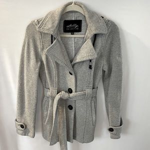 black and white Plaid Tie-Front Hooded Jacket